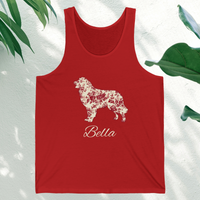 Load image into Gallery viewer, Custom Dog Breed T-Shirt with Name, Personalized Pet Lover Gift, Red Floral Toile Silhouette Dog Tee, Dog Mom Shirt
