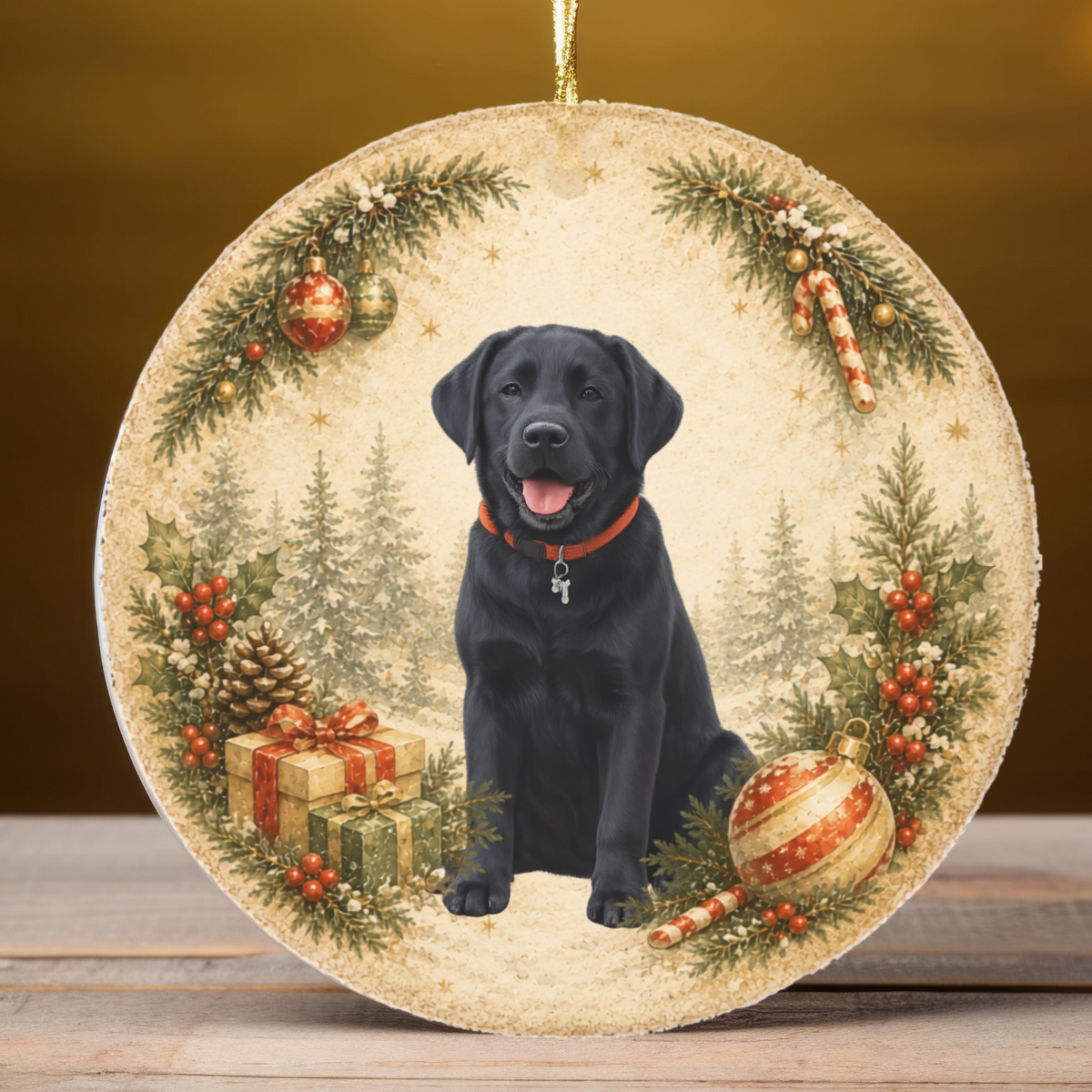 Custom Dog Photo Ornament, Personalized Name and Year, Double Sided Christmas Ornament