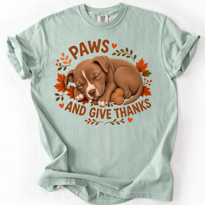 Pitbull Thanksgiving Shirt, Paws Give Thanks Tee, Fall Pit Bull Dog Lover Gift