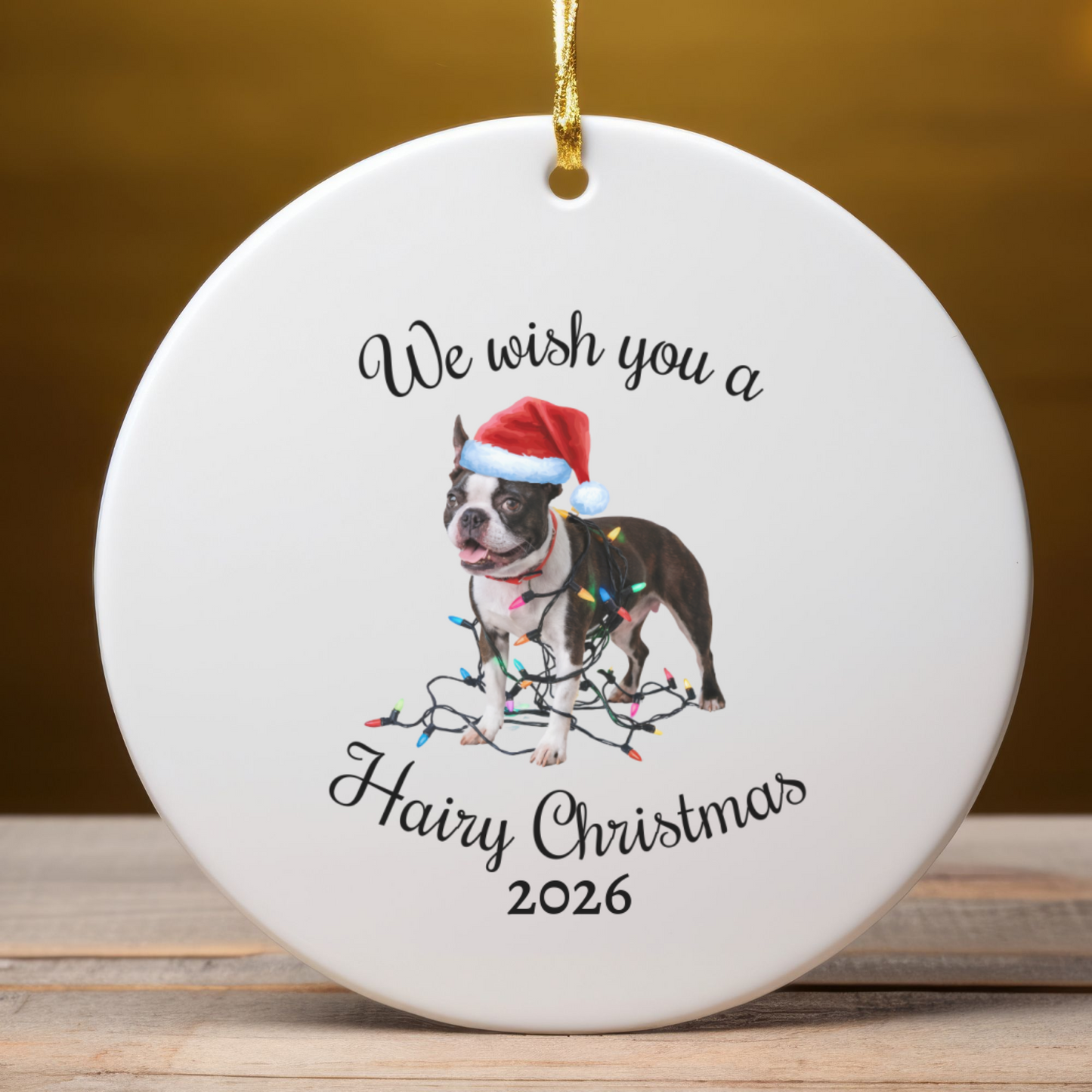 Christmas Boston Terrier Ornament, Christmas Lights Dog Keepsake, Christmas Dog, Boston Terrier Mom, Gift For Dog Lover, Boston Terrier