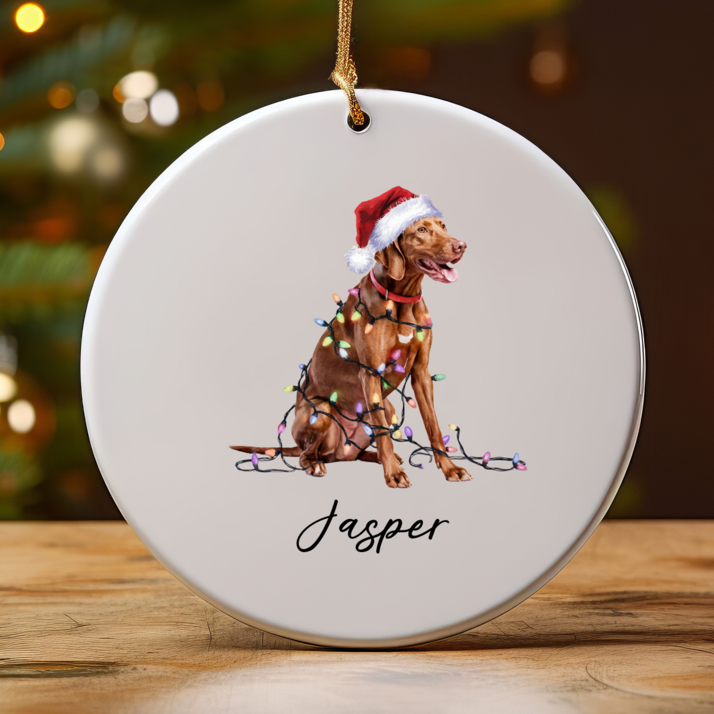 Personalized Vizsla Ornament, Christmas Dog Ornament