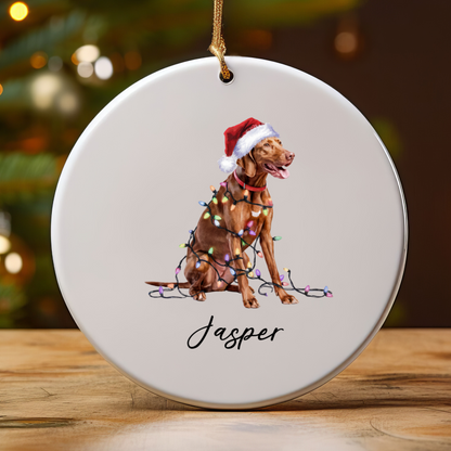 Personalized Vizsla Ornament, Christmas Dog Ornament