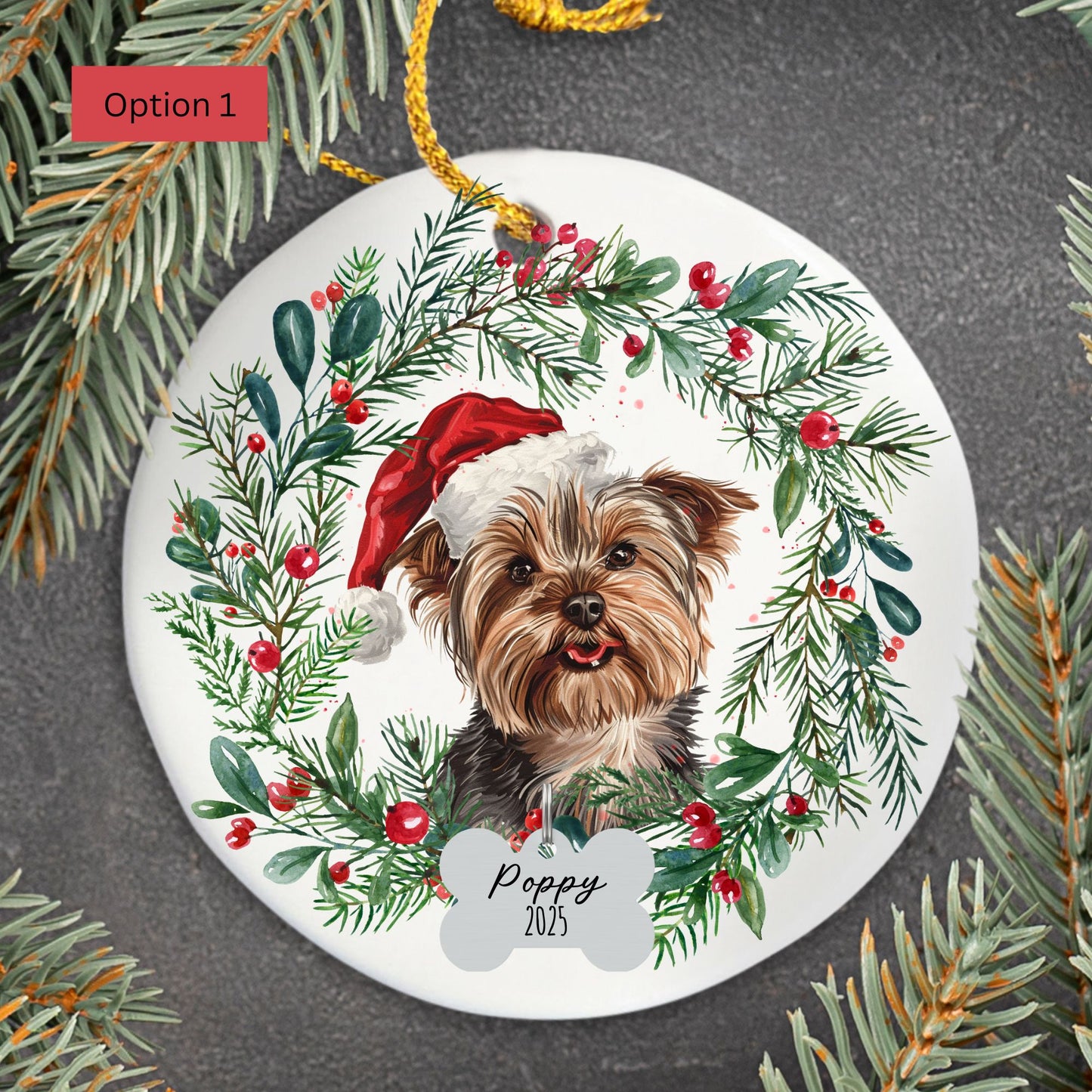 Personalized Yorkshire Terrier Christmas Ornament