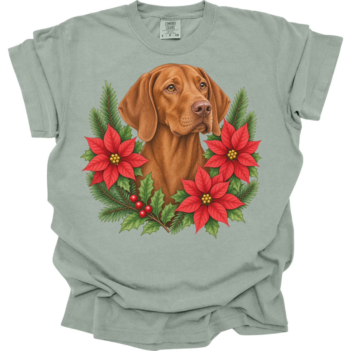 Vizsla Poinsettia Christmas Shirt