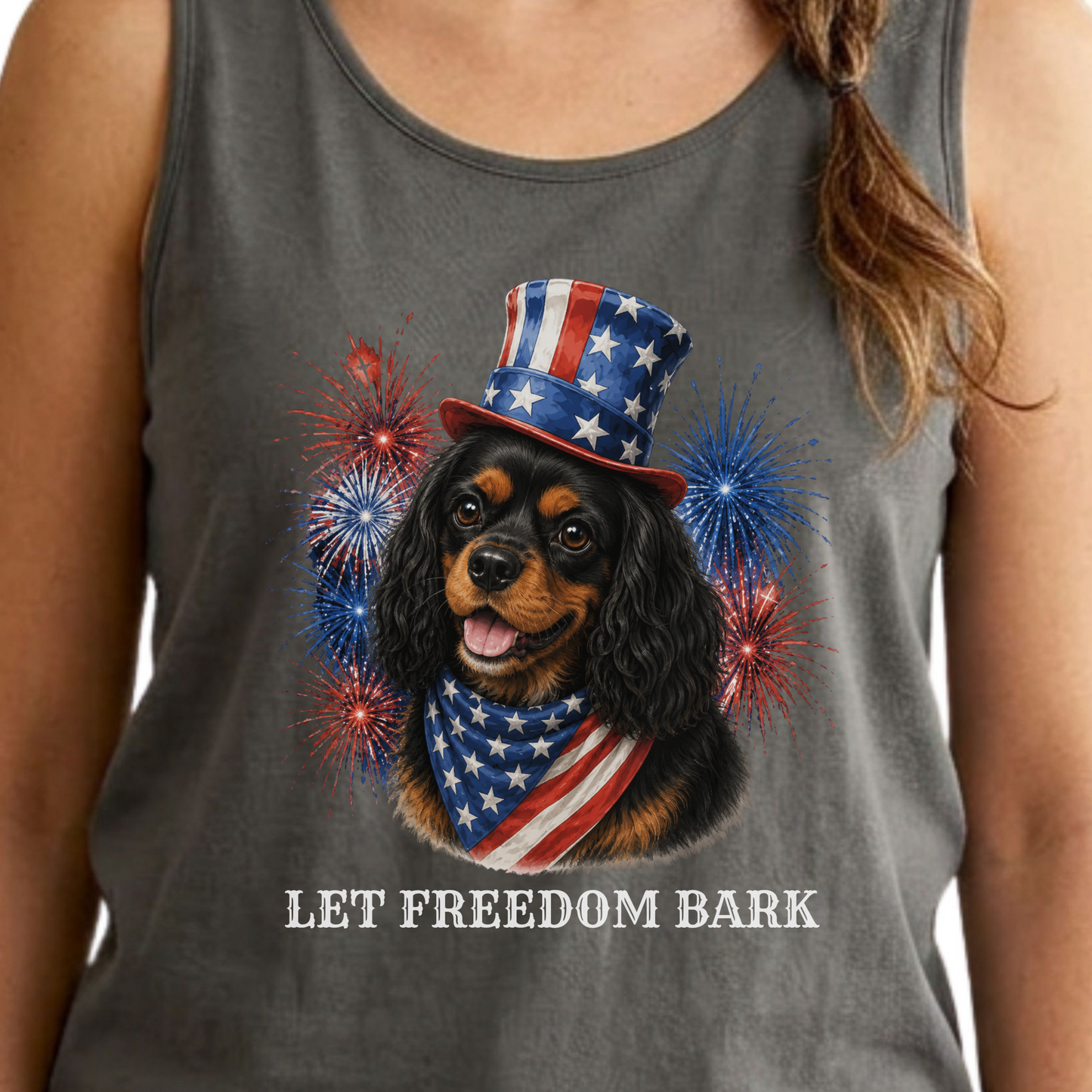 Patriotic Black Tan Cavalier Tank Top