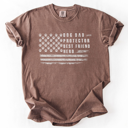Dog Dad Protector Best Friend Hero Patriotic Paw Print Flag Shirt