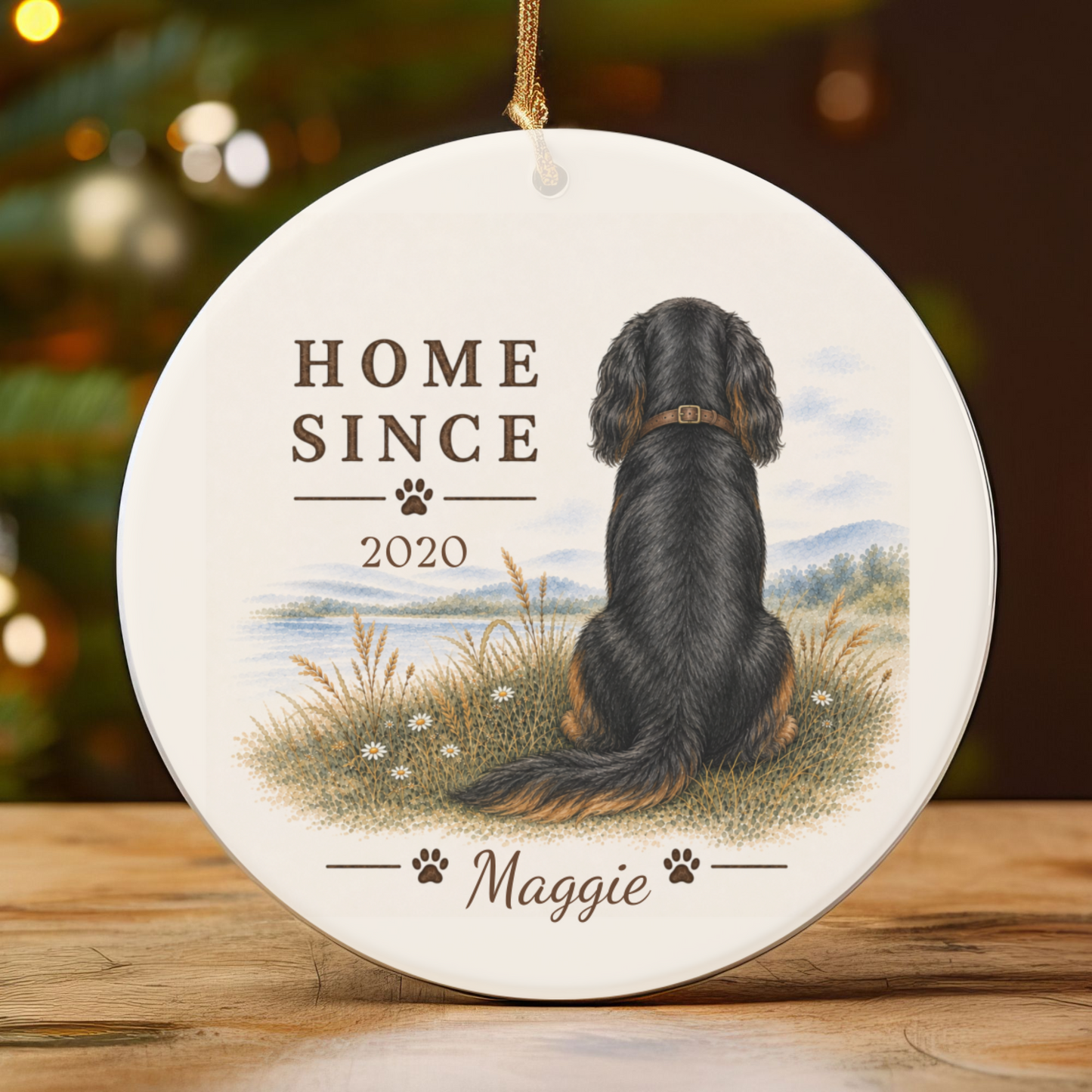 Personalized Black and Tan Cavalier Ornament, Double Sided Gotcha Day Gift, Custom Dog Keepsake
