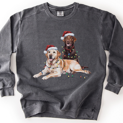 Chocolate and Yellow Lab Christmas Lights Sweatshirt