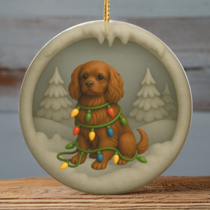 Personalized Ruby Cavalier King Charles Spaniel Christmas 3D Clay-Style Ornament