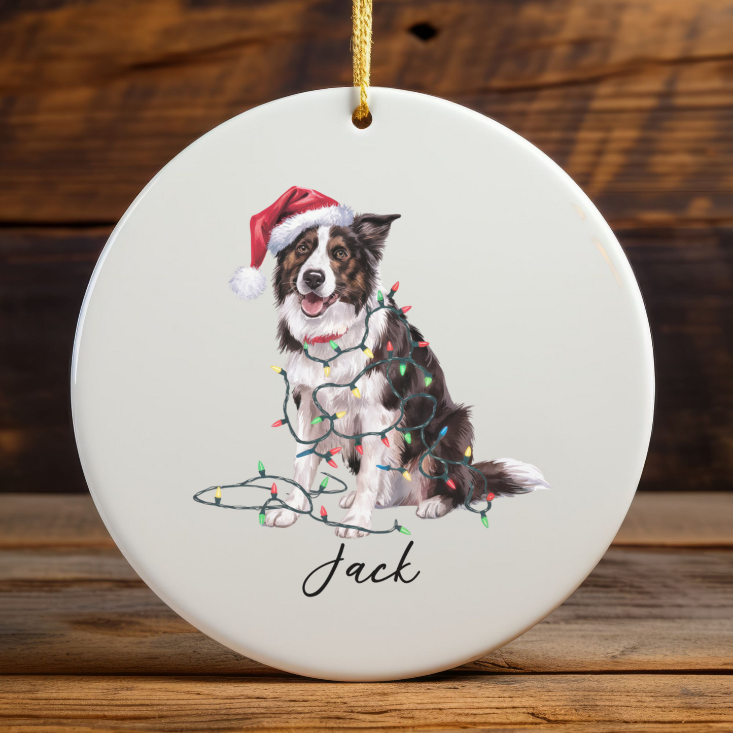 Personalized Border Collie Christmas Ornament, Festive Dog Lover Ceramic Keepsake