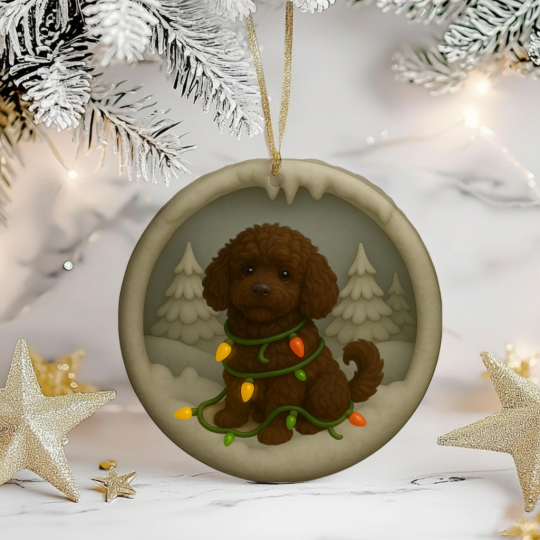 Personalized Portuguese Water Dog Christmas 3D Clay-Style Dog Keepsake