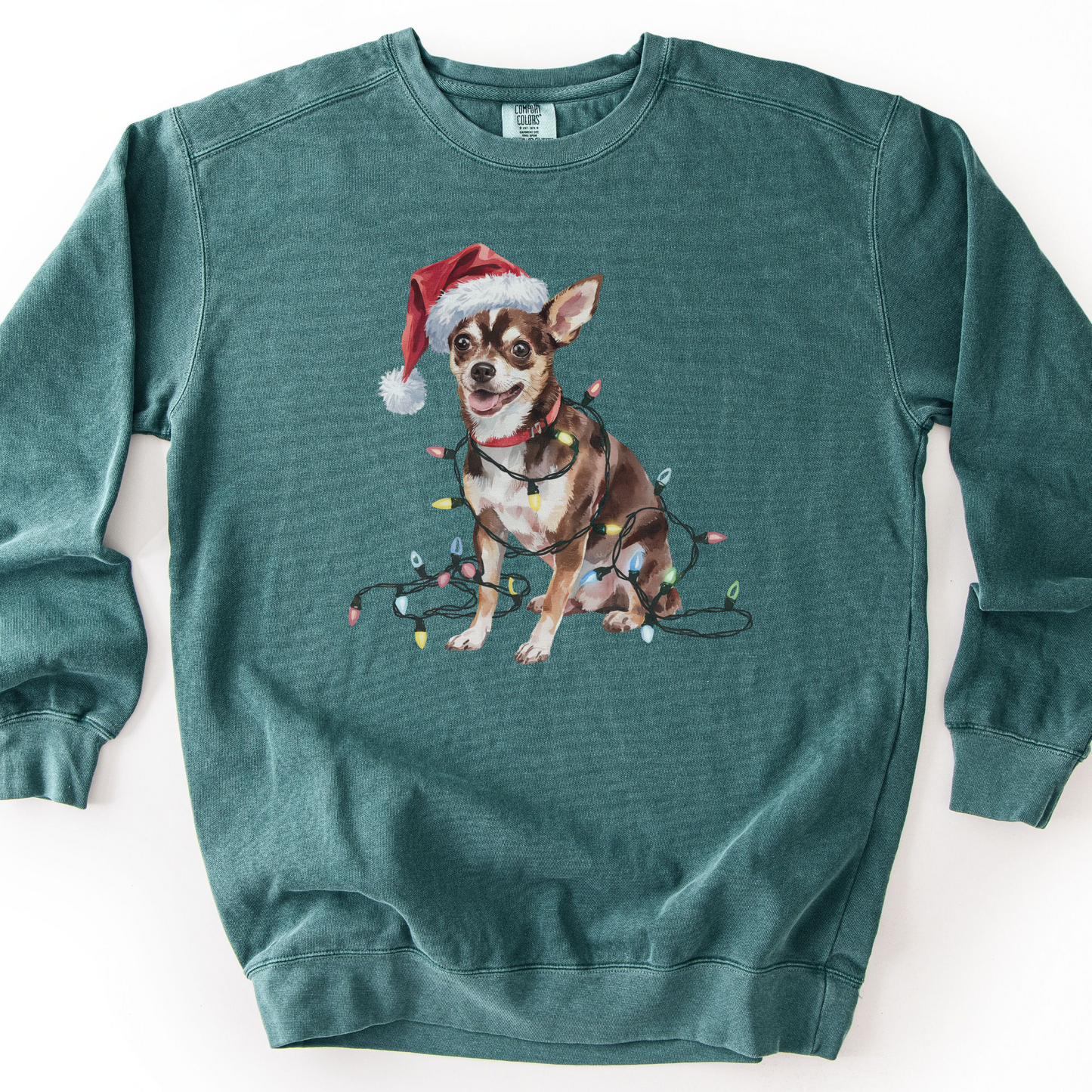 Black Chihuahua Christmas Lights Sweatshirt