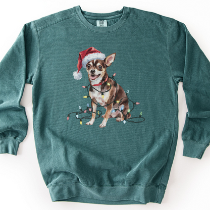 Black Chihuahua Christmas Lights Sweatshirt
