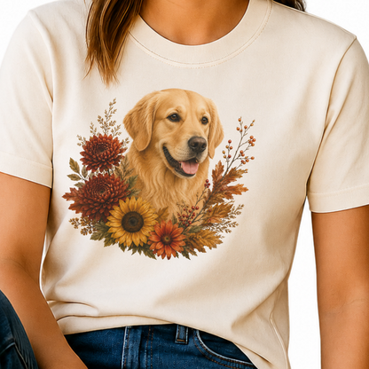 Golden Retriever Autumn Floral Shirt