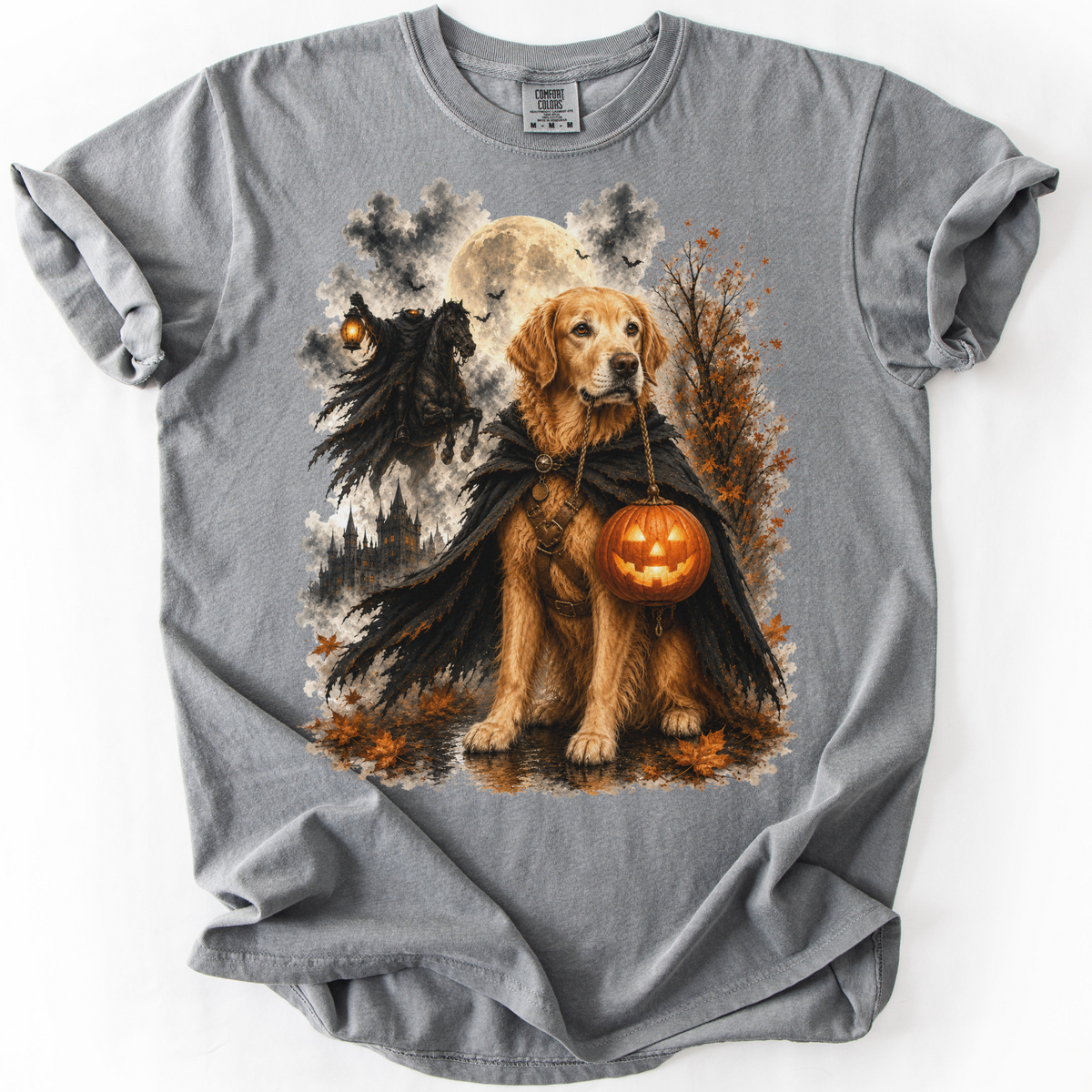 Custom Halloween Dog Shirt, Personalized Headless Horseman Comfort Colors Pet Portrait Tee