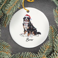 Load image into Gallery viewer, Personalized Bernese Mountain Dog Christmas Lights Ornament
