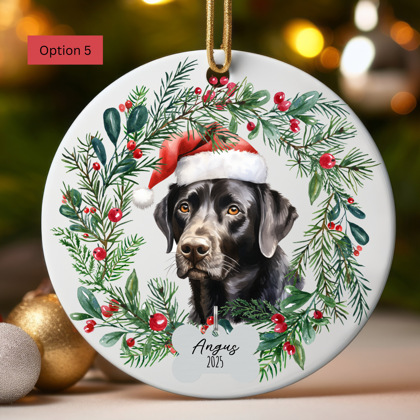 Personalized Black Lab Ornament, Custom Dog Christmas Keepsake, Customized Pet Name Ornament, Pet Memorial Ornament, Custom Dog Keepsake