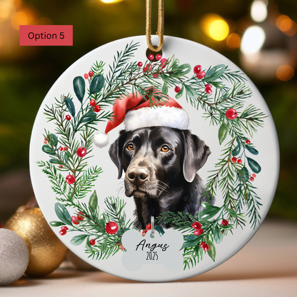Personalized Black Lab Ornament, Custom Dog Christmas Keepsake, Customized Pet Name Ornament, Pet Memorial Ornament, Custom Dog Keepsake