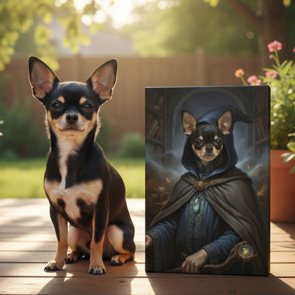 Personalized Dog or Cat Wizard Portrait, Custom Fantasy Sorcerer Pet Canvas