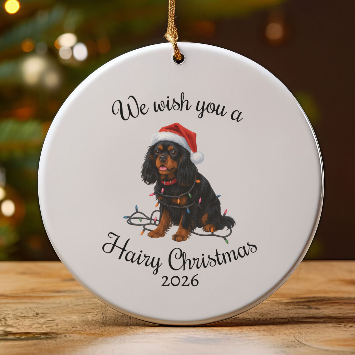 Black and Tan Cavalier King Charles Spaniel Ornament, Funny Dog Lover Gift, Pet Holiday