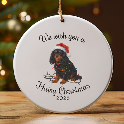 Black and Tan Cavalier King Charles Spaniel Ornament, Funny Dog Lover Gift, Pet Holiday