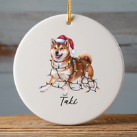 Load image into Gallery viewer, Personalized Red Shiba Inu Ornament, Custom Pet Lover Gift
