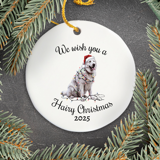 Christmas Great Pyrenees Ornament, Christmas Lights Dog Keepsake