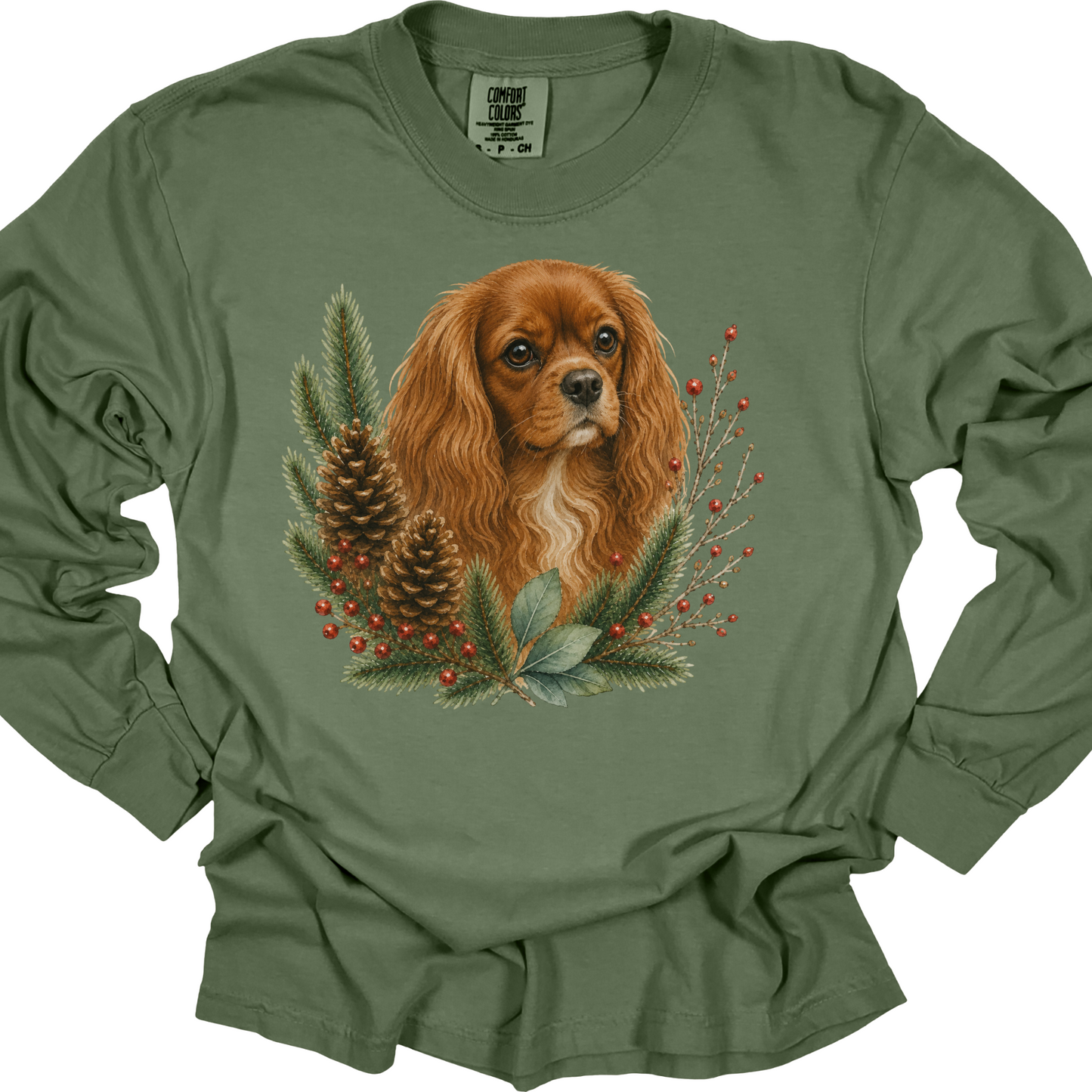 Ruby Cavalier Christmas Long Sleeve Shirt, Cavalier King Charles Spaniel Holiday Dog Mom Gift