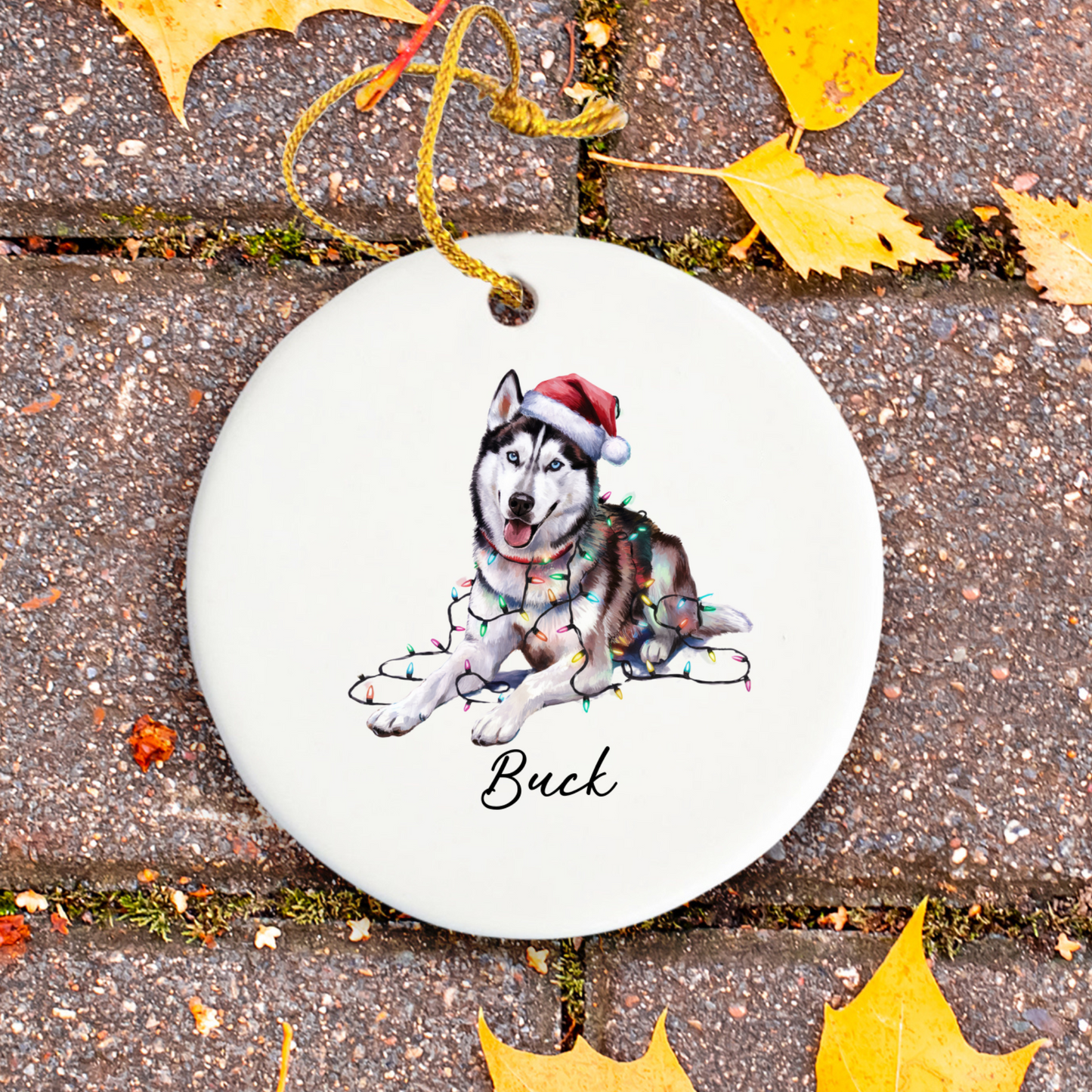 Siberian Husky Ornament Personalized Pet Gift, Custom Christmas Tree Decor