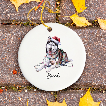 Siberian Husky Ornament Personalized Pet Gift, Custom Christmas Tree Decor