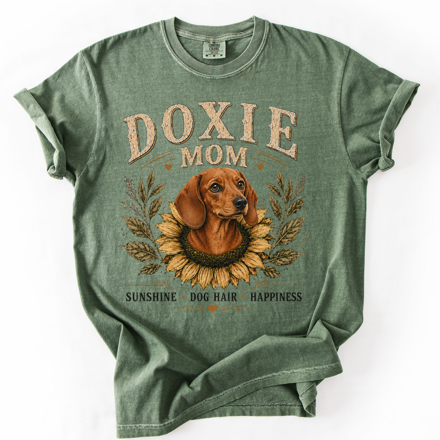 Red Dachshund Mom Shirt, Doxie Sunflower Tee, Vintage Wiener Dog Lover Gift