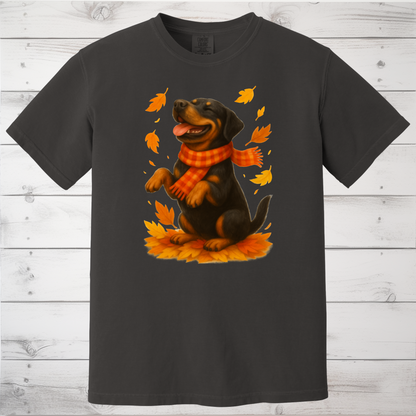 Rottweiler Autumn Shirt, Cozy Fall Dog Sweatshirt, Cute Black Dog Lover Gift, Seasonal Apparel Pullover, Autumn Dog Outfit