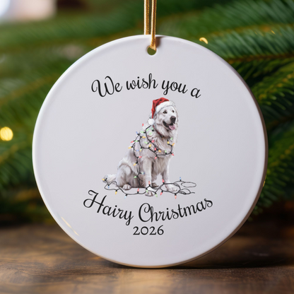Christmas Great Pyrenees Ornament, Christmas Lights Dog Keepsake