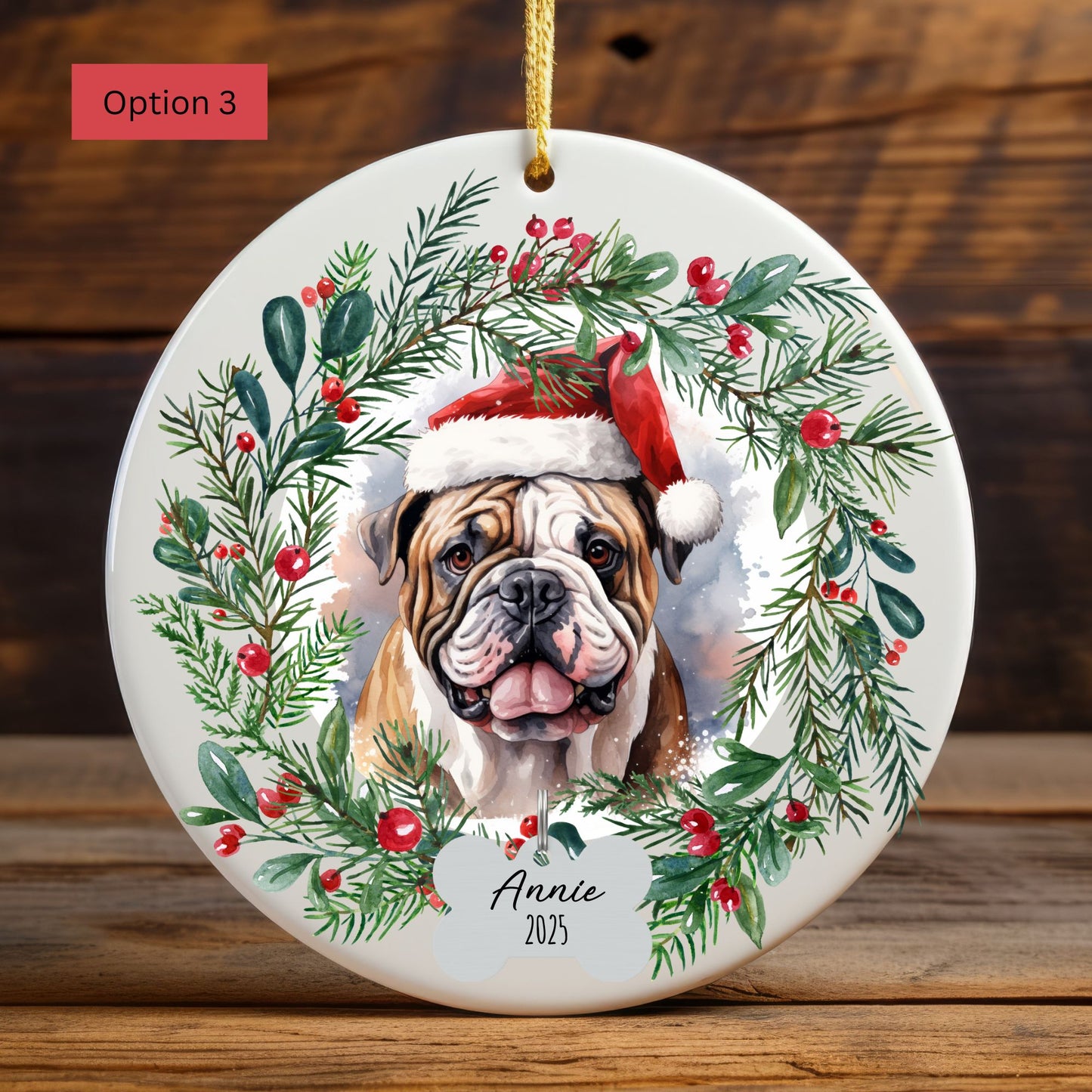 Personalized Bulldog Christmas Ornament