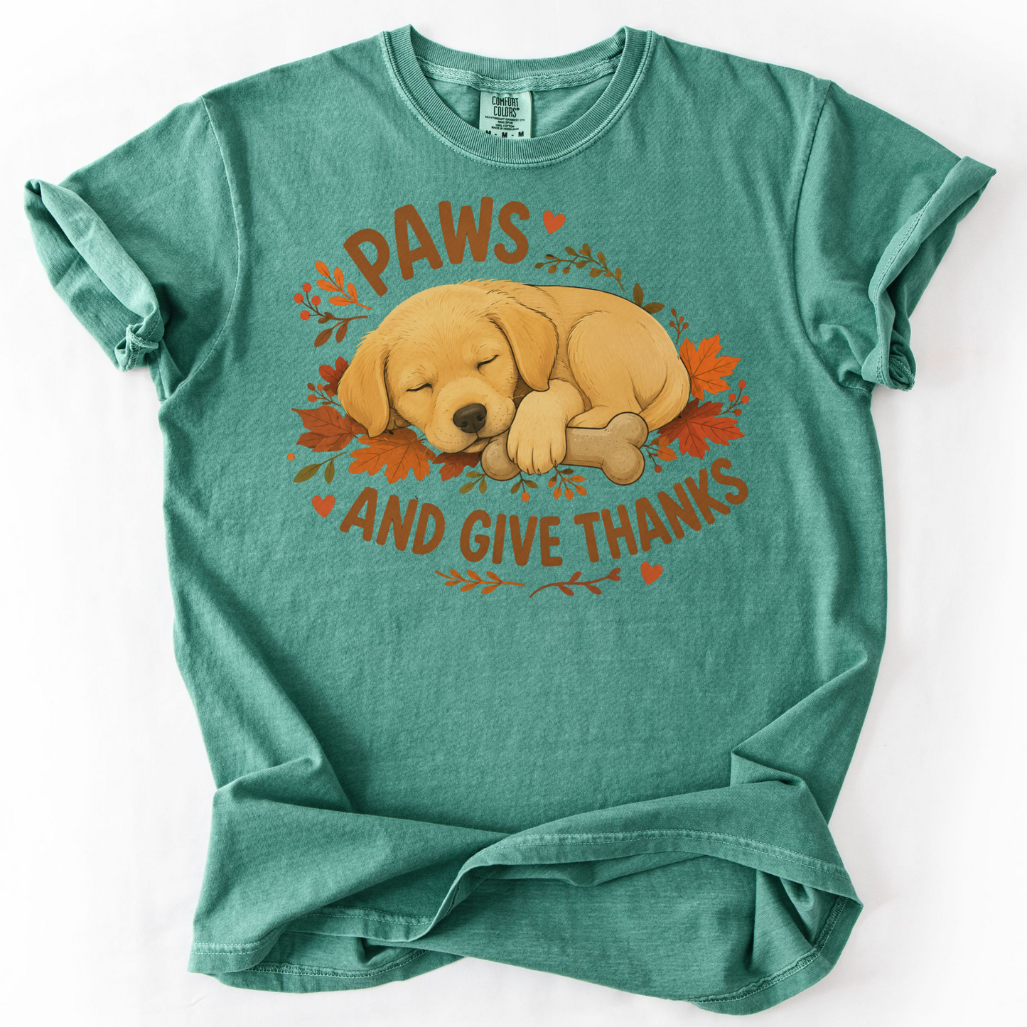 Yellow Lab Thanksgiving Shirt, Paws Give Thanks Tee, Fall Labrador Retriever Lover Gift