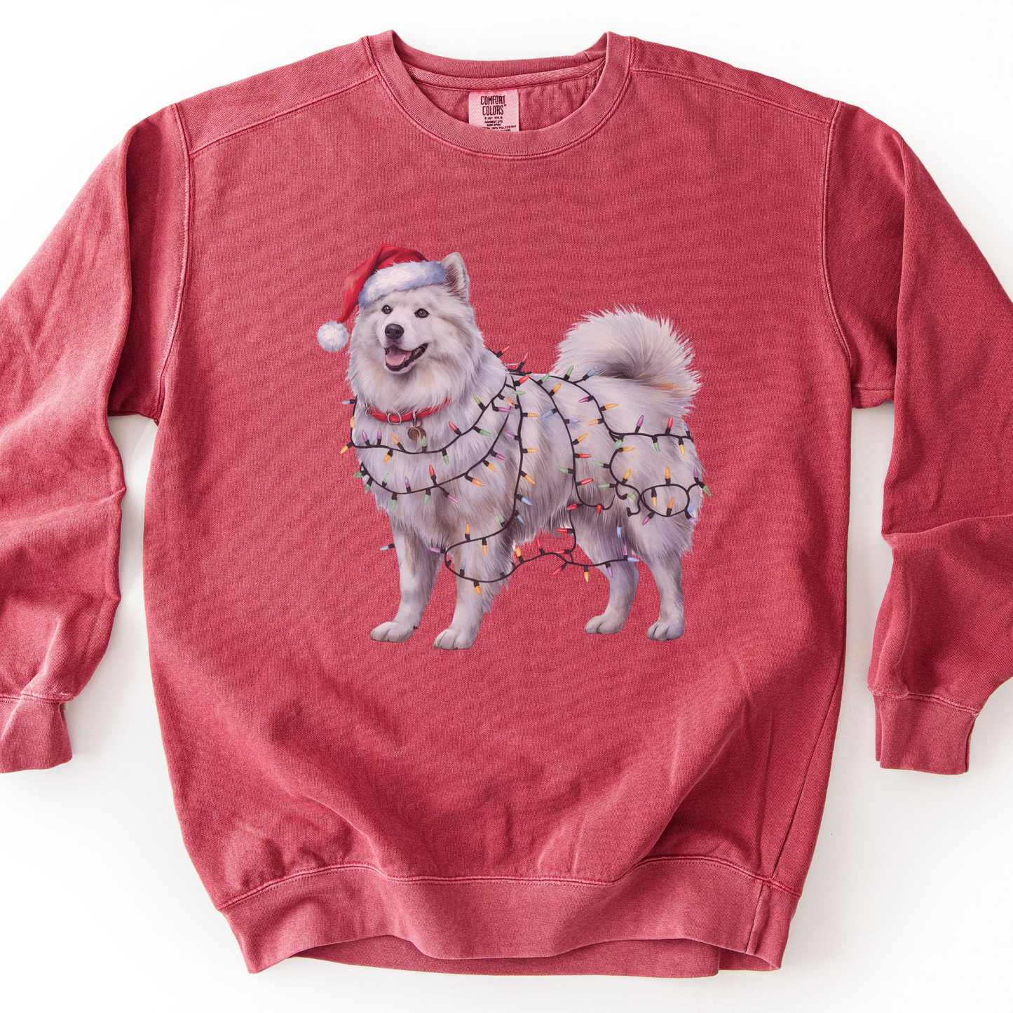 Christmas Samoyed Dog Sweatshirt, Festive Lights Dog Lover Gift