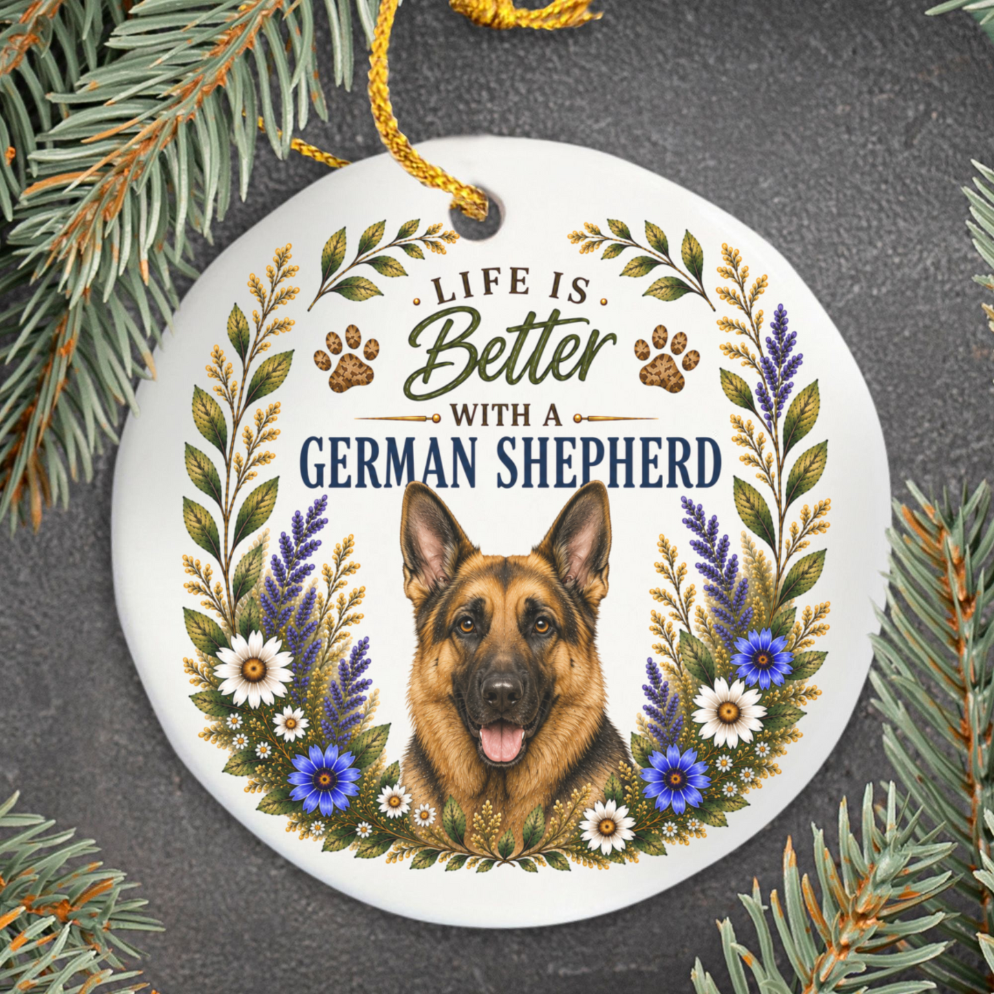 German Shepherd Ornament - Life Is Better