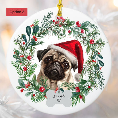 Personalized Pug Christmas Ornament