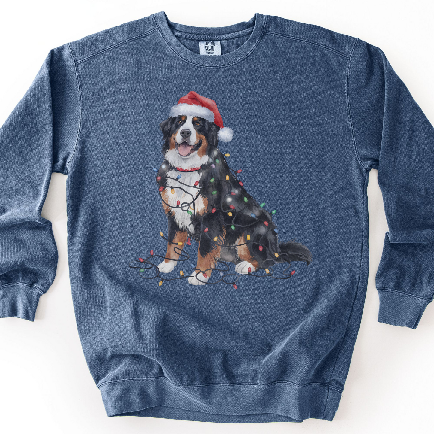Christmas Bernese Mountain Dog Sweatshirt, Holiday Lights Dog Lover Apparel