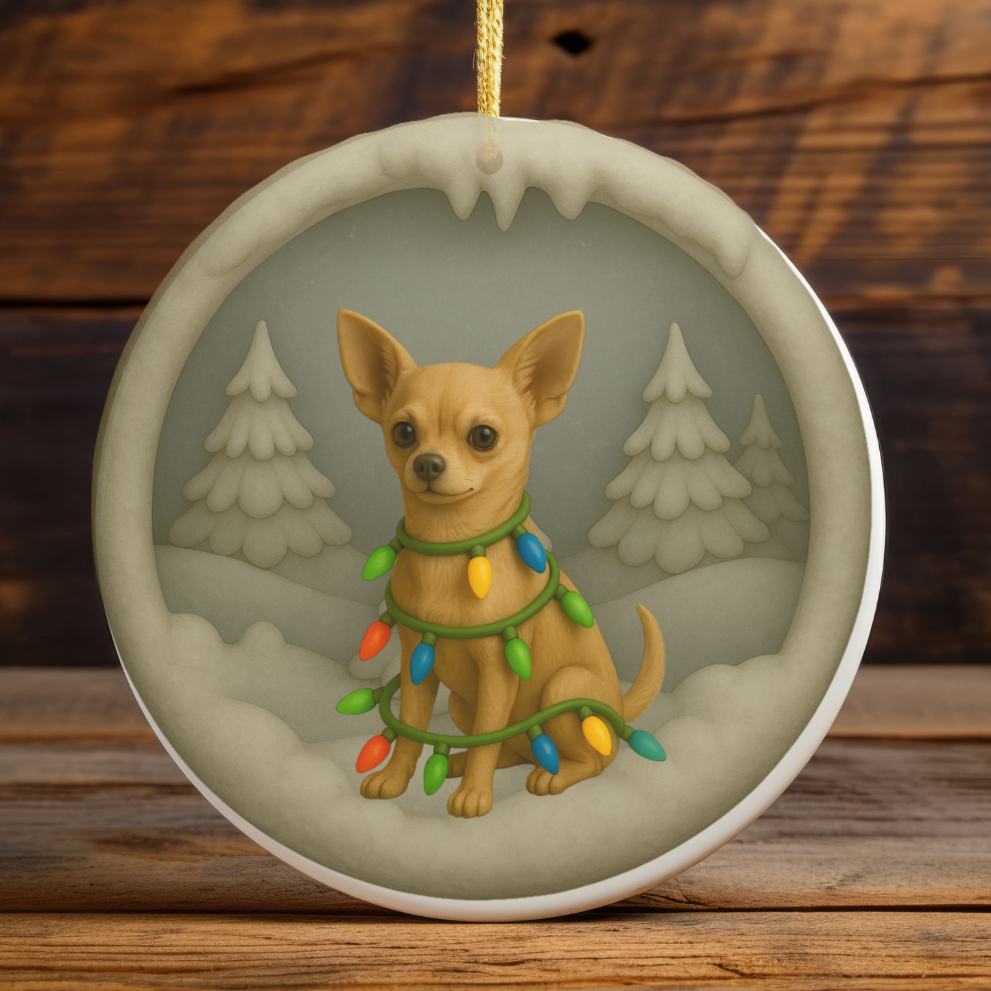Personalized Chihuahua Christmas 3D Clay-Style Ornament