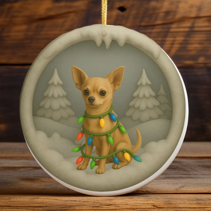 Personalized Chihuahua Christmas 3D Clay-Style Ornament