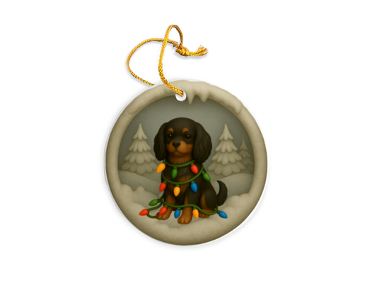Personalized Black and Tan Cavalier King Charles Spaniel Christmas 3D Clay-Style Dog Keepsake