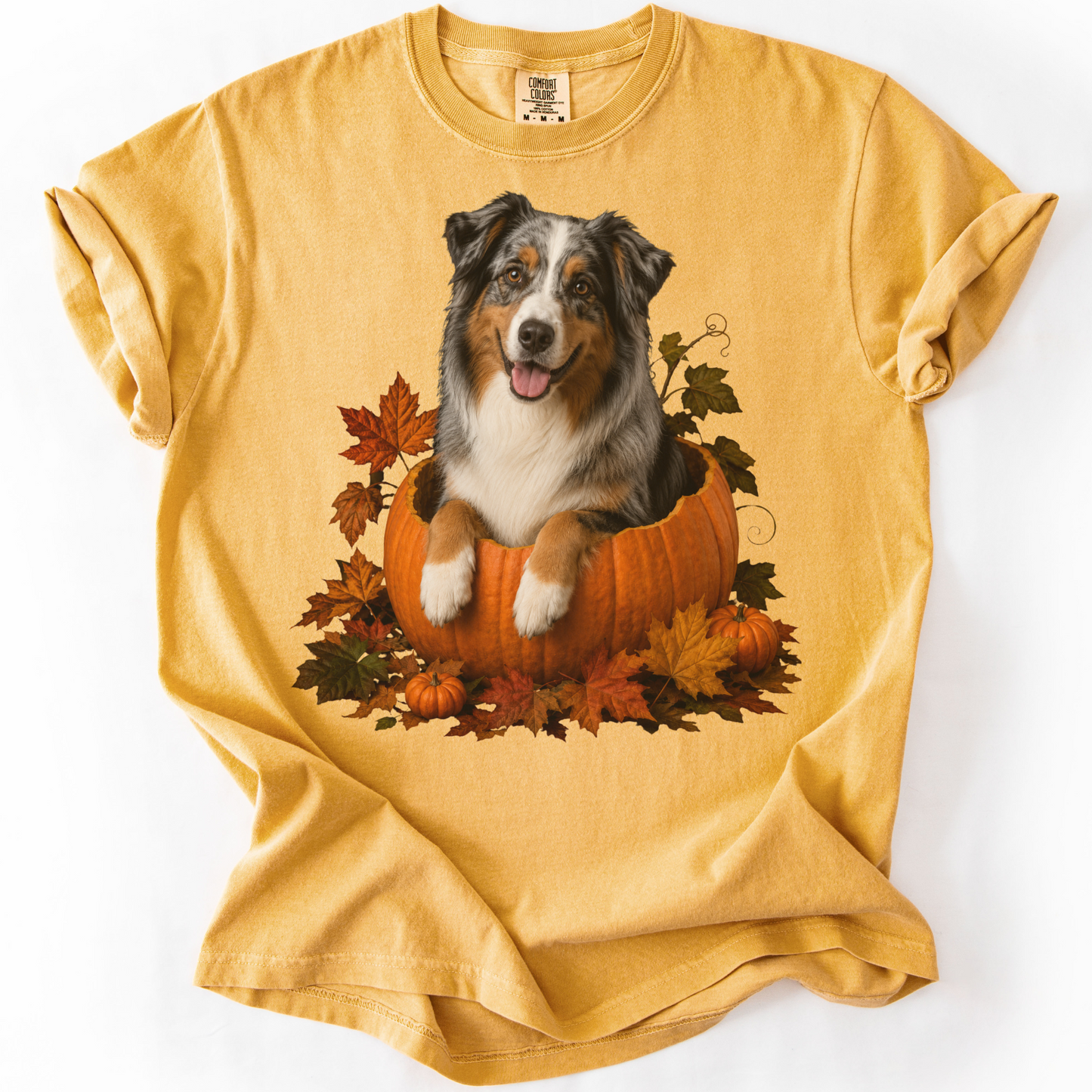 Australian Shepherd Pumpkin Shirt Fall Dog Lover Autumn Comfort Colors Graphic Tee Gift Apparel