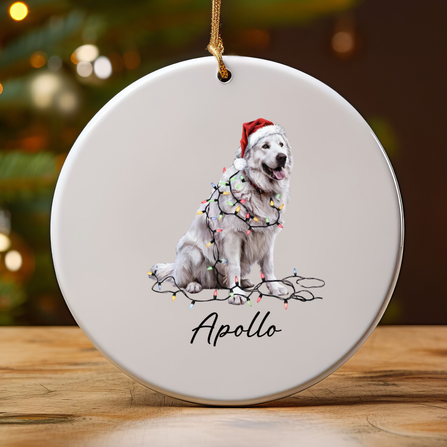 Personalized Pyrenees Ornament, Ceramic Dog Lover Christmas Tree Decor