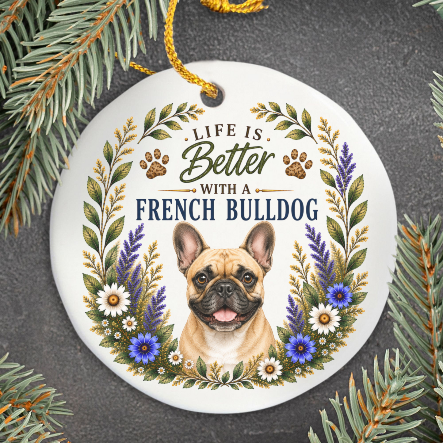 French Bulldog Ornament - Liife Is Better