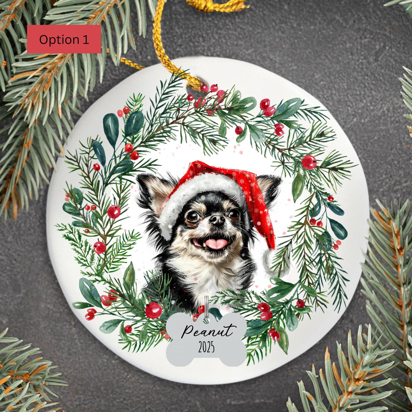 Personalized Chihuahua Christmas Ornament