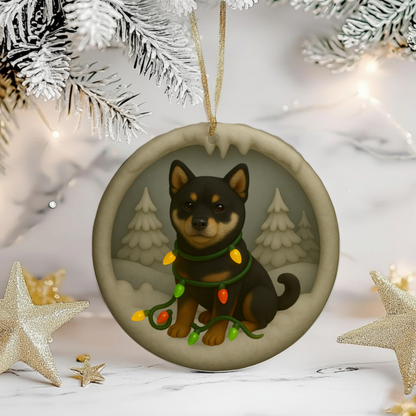 Personalized Black Shiba Inu Christmas 3D Clay-Style Dog Keepsake