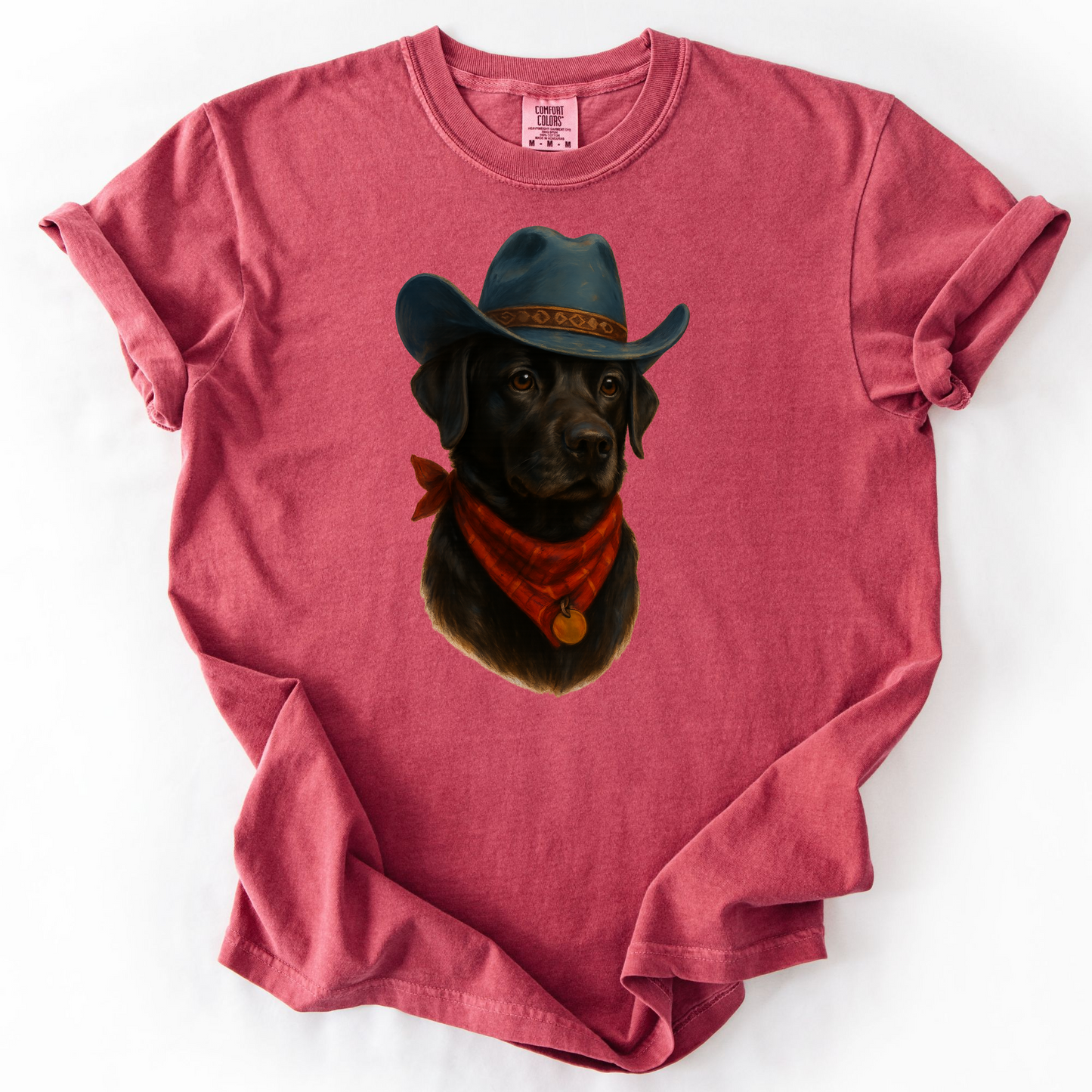 Custom Cowboy Dog Shirt Personalized Western Pet Portrait Comfort Colors Tee