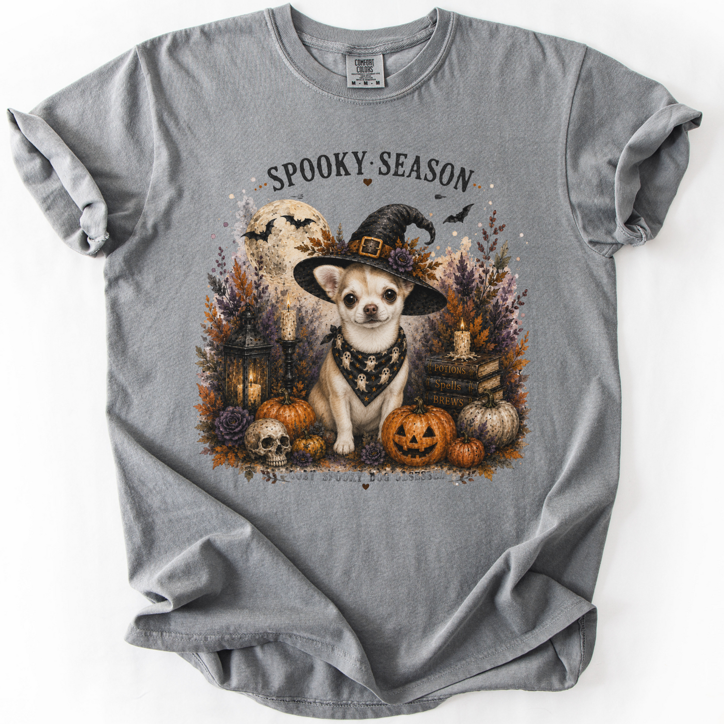 Custom Halloween Dog Shirt, Personalized Pet Portrait Comfort Colors Spooky Season Tee