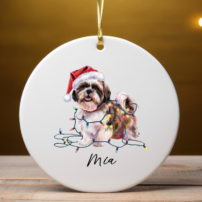 Shih Tzu Ornament Personalized Gift, Custom Holiday Pet Decor